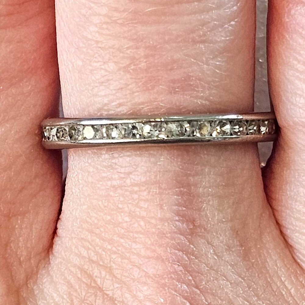Sterling Silver Eternity Ring Size 8 Gift For‎ Her Anniversary Stackable 3 mm - Picture 2 of 9